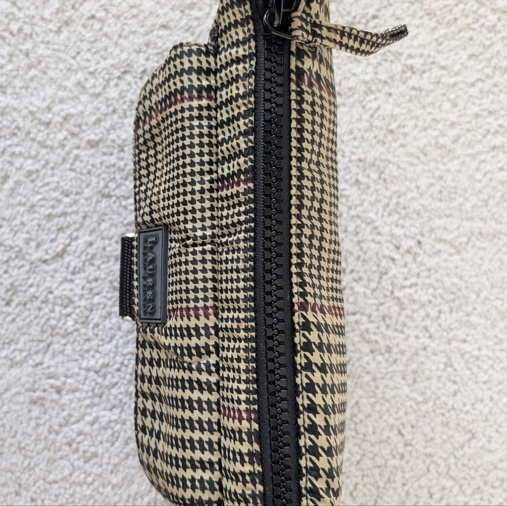 Lauren Ralph Lauren Tan Black Houndstooth Plaid Shoulder Bag Y2K Small Classic - Picture 8 of 14